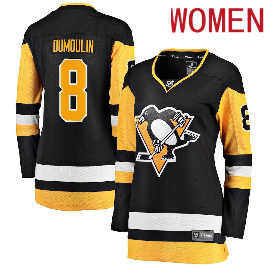 Women Pittsburgh Penguins #8 Brian Dumoulin Fanatics Branded Black Premier Breakaway Player NHL Jersey